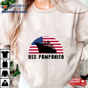 Uss Pampanito With Usa Flag Tshirt