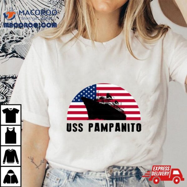 Uss Pampanito With Usa Flag Shirt