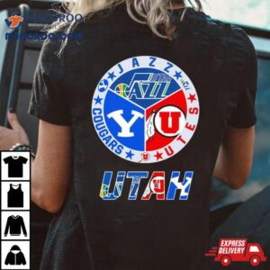 Utah Sports Teams Utah Jazz Utah Utes And Cougars Tshirt