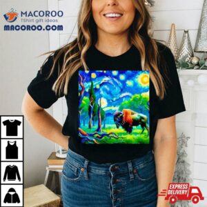 Van Gogh Starry Night Vincent Bison In Forest Shirt
