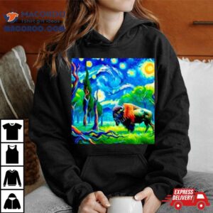 Van Gogh Starry Night Vincent Bison In Fores Tshirt