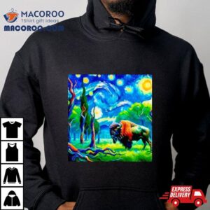 Van Gogh Starry Night Vincent Bison In Fores Tshirt