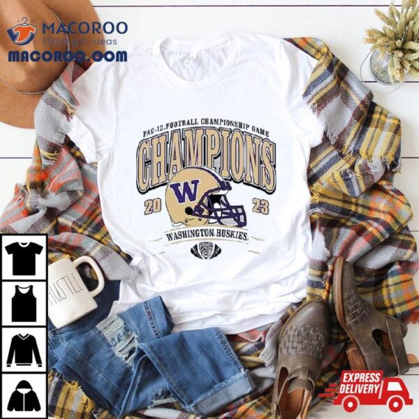 Washington Huskies 2023 Pac 12 Football Champions Helmet Shirt