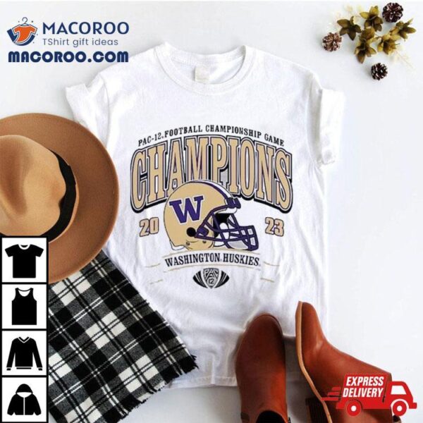 Washington Huskies 2023 Pac 12 Football Champions Helmet Shirt