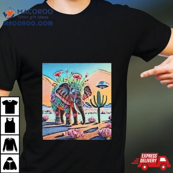 Watercolor Elephant Cactus Ufo Fun Shirt