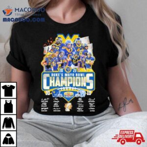 West Virginia Mountaineers 2023 Duke’s Mayo Bowl Champions Signatures Shirt