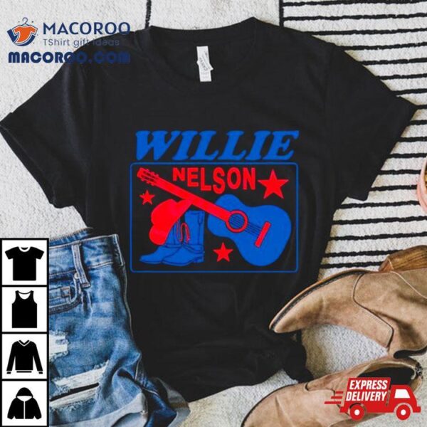 Willie Nelson Guitar Cowboy Boots Shirt