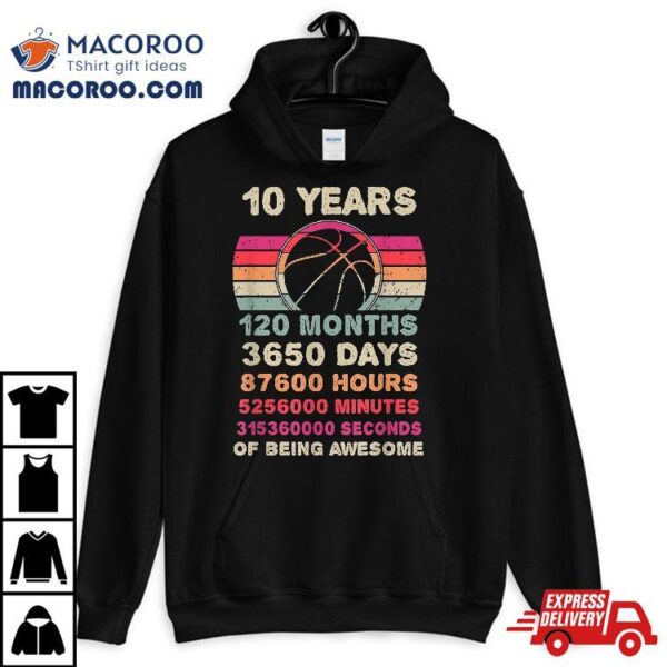 10 Year Old Basketball Birthday Tenth 10th Boy Girl Shirt