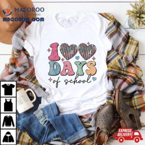 100 Days Of School Retro Disco Hearts 100th Day Shirt