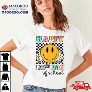 100 Days Of School Retro Smile Teachers Kids Happy 100th Day Shirt