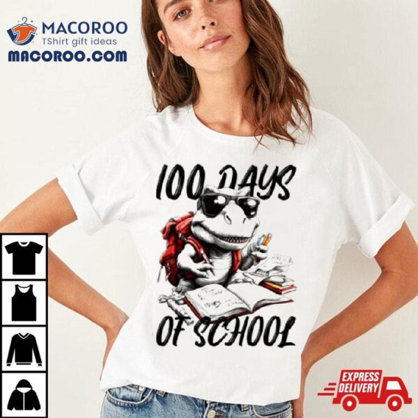 100 Days Of School T Rex With Glasses Shirt