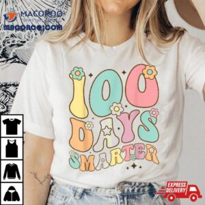 100 Days Smarter Happy 100th Day Of School Groovy Boy Girl Shirt