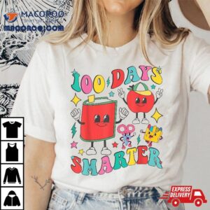 100 Days Smarter Happy 100th Day Of School Groovy Boy Girl Shirt