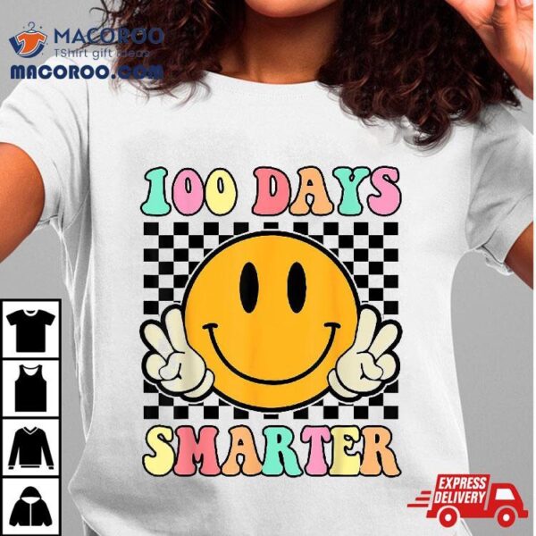 100 Days Smarter Smile Face 100th Day Of School Teacher Kids Shirt