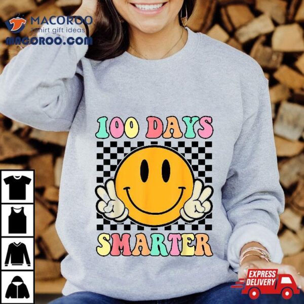 100 Days Smarter Smile Face 100th Day Of School Teacher Kids Shirt