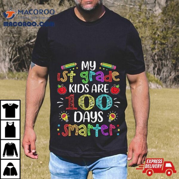 1st Grade Teacher 100 Days Smarter 100th Day Of School Gift Shirt