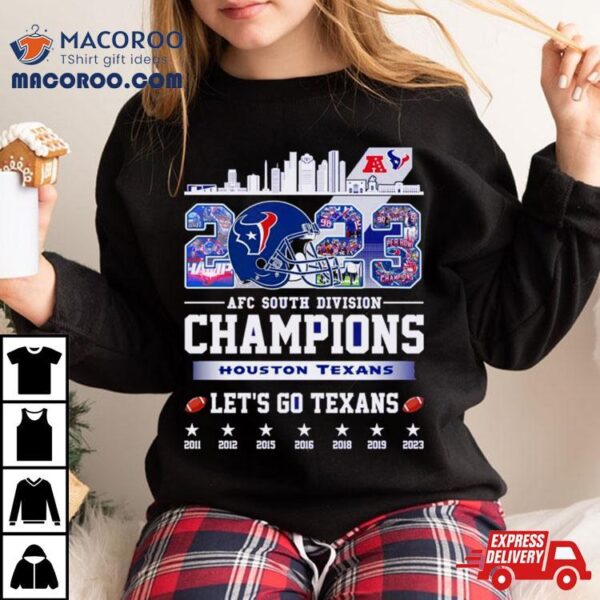 2023 Afc South Division Champions Houston Texans Nfl Helmet Shirt