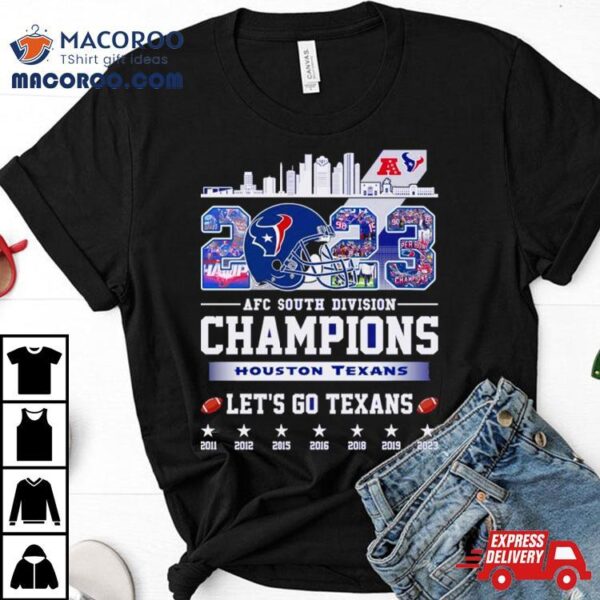 2023 Afc South Division Champions Houston Texans Nfl Helmet Shirt