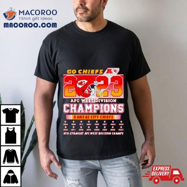 2023 Afc West Division Champions Kansas City Chiefs Football 1962 2023 8th Straight Champions Shirt