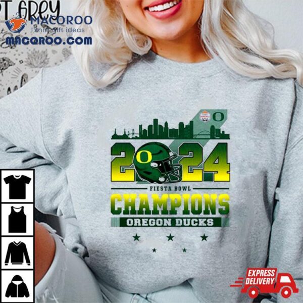 2024 Fiesta Bowl Champions Oregon Ducks Helmet Shirt