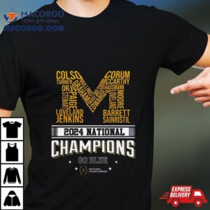 National Champions Go Blue Michigan Wolverines M Logo Tshirt