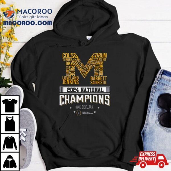 2024 National Champions Go Blue Michigan Wolverines M Logo T Shirt