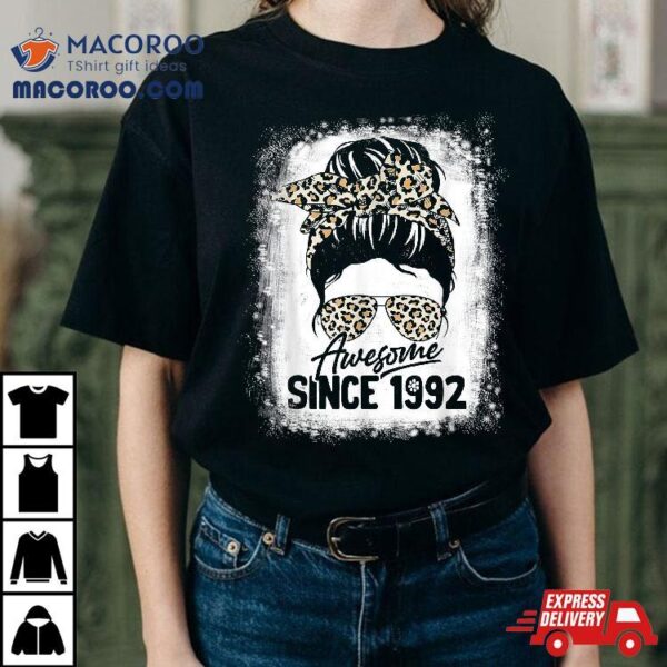 30 Years Old Awesome Since 1992 Leopard 30th Birthday Shirt