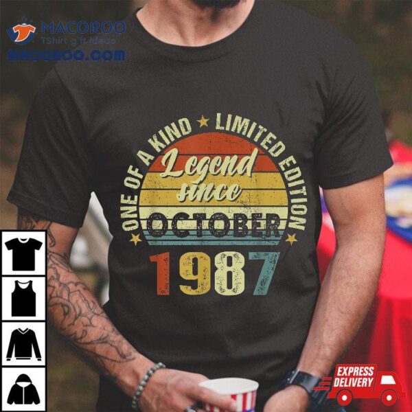 35 Years Old Gifts Legend Since October 1987 35th Birthday Shirt