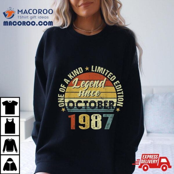 35 Years Old Gifts Legend Since October 1987 35th Birthday Shirt