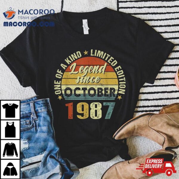 35 Years Old Gifts Legend Since October 1987 35th Birthday Shirt