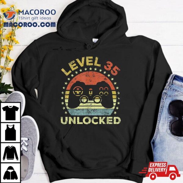 35th Birthday Gaming Level 35 Unlocked Shirt