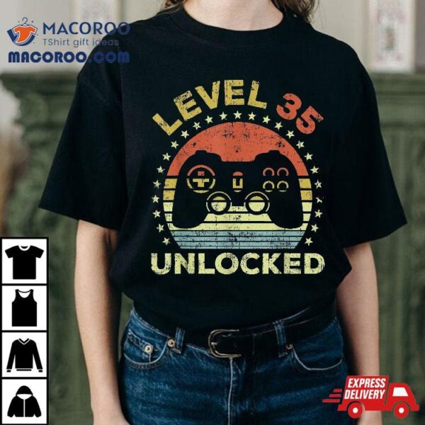 35th Birthday Gaming Level 35 Unlocked Shirt