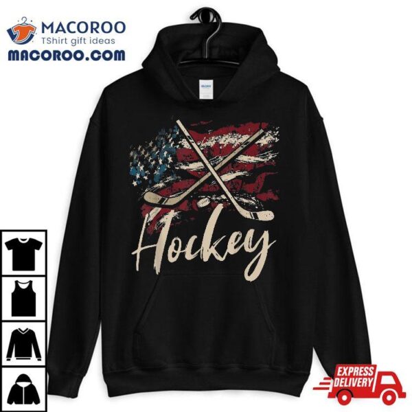 American Flag Hockey 4th Of July Patriotic Sports Lover Shirt