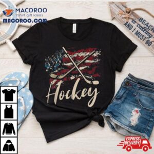 American Flag Hockey Th Of July Patriotic Sports Lover Tshirt