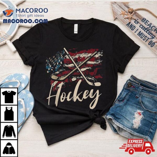 American Flag Hockey 4th Of July Patriotic Sports Lover Shirt