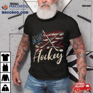 American Flag Hockey Th Of July Patriotic Sports Lover Tshirt