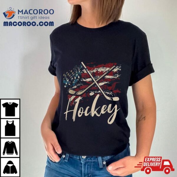 American Flag Hockey 4th Of July Patriotic Sports Lover Shirt