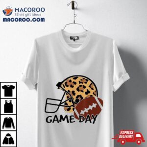 American Football Game Day Leopard Helmet For Girl Tshirt