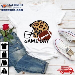 American Football Game Day Leopard Helmet For Girl Tshirt