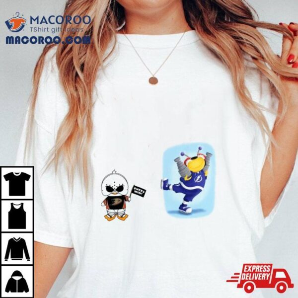 Anaheim Ducks Vs Tampa Bay Lightning Nhl 2024 Mascot Cartoon Hockey Shirt