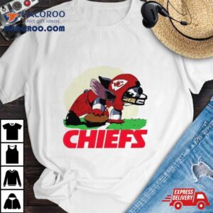 Angry Stitch Character Player Kansas City Chiefs Football Logo Tshirt