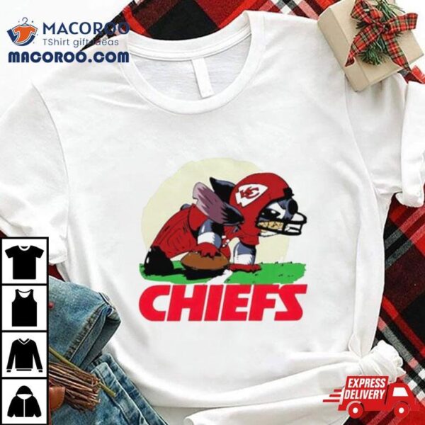 Angry Stitch Character Player Kansas City Chiefs Football Logo Shirt