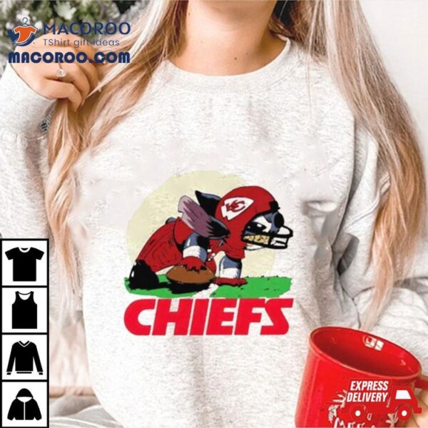 Angry Stitch Character Player Kansas City Chiefs Football Logo Shirt