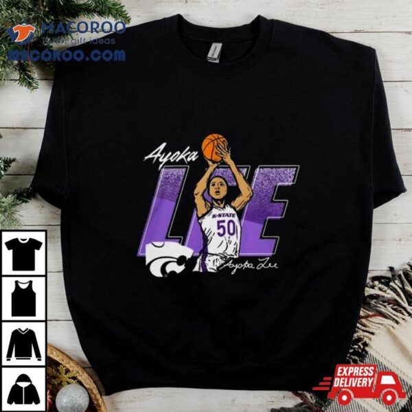 Ayoka Lee Rally Mens Black K State Wildcats Caricature Basketball Player Shirt