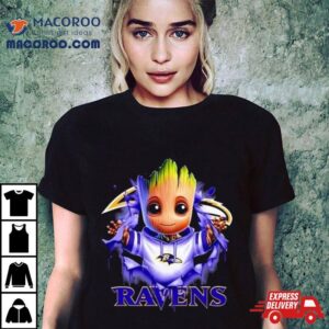 Baby Groot Blood Inside Me Baltimore Ravens 2024 T Shirt