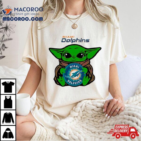 Baby Yoda Hug Miami Dolphins Logo Shirt