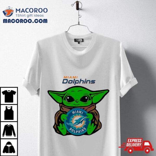 Baby Yoda Hug Miami Dolphins Logo Shirt