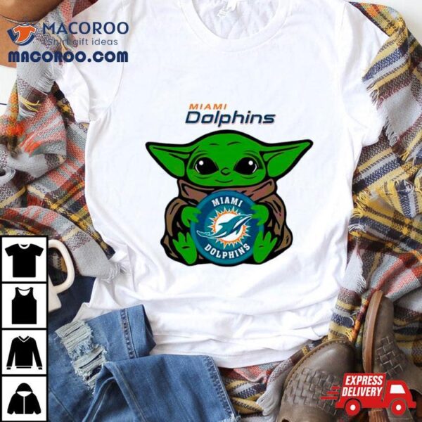 Baby Yoda Hug Miami Dolphins Logo Shirt