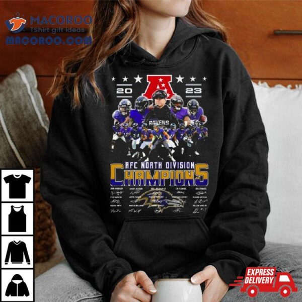 Baltimore Ravens Afc North Division Champions 2023 Signatures T Shirt