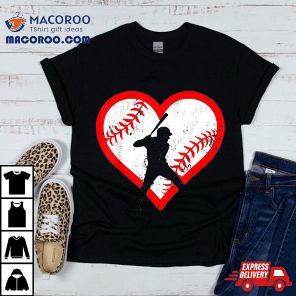 Baseball Heart Vintage Valentine’s Day Shirt For Kids Boys